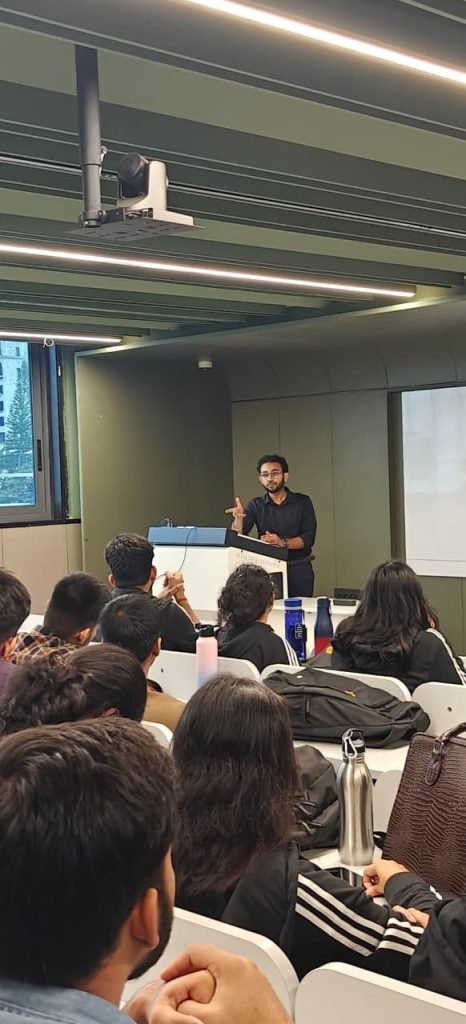 Mr. Bishal Pal sharing finance career insights at ISBR Alumni Talk 2025 — charting a career in finance and wealth management.