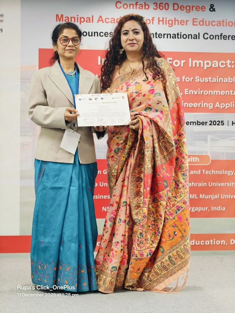 Best Paper Presentation Award at Innovation for Impact Conference highlighting global research excellence