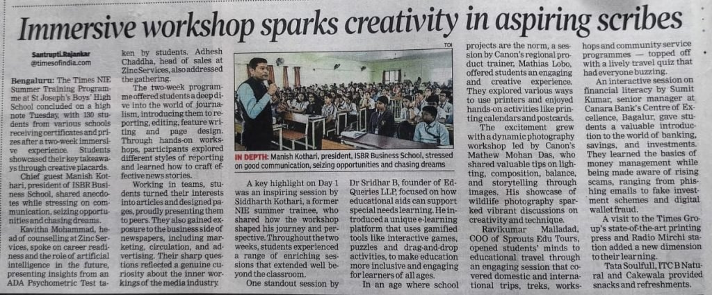 ISBR President Manish Kothari at NIE Workshop